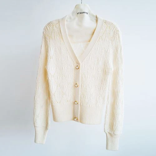 Bílý bavlněný pletený cardigan